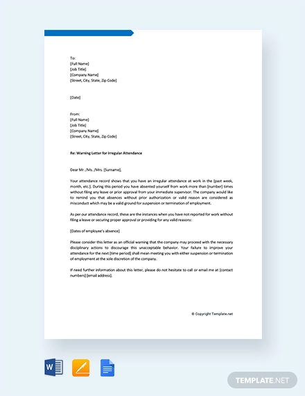 attendance-warning-letter-template-11-word-pdf-format-download