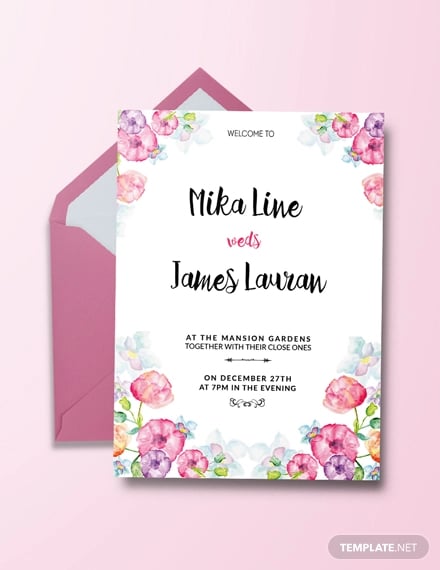 free watercolor floral wedding invitation template