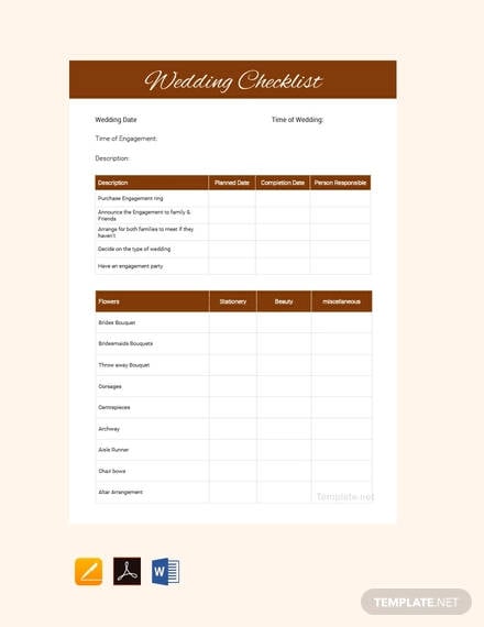 free wedding checklist template