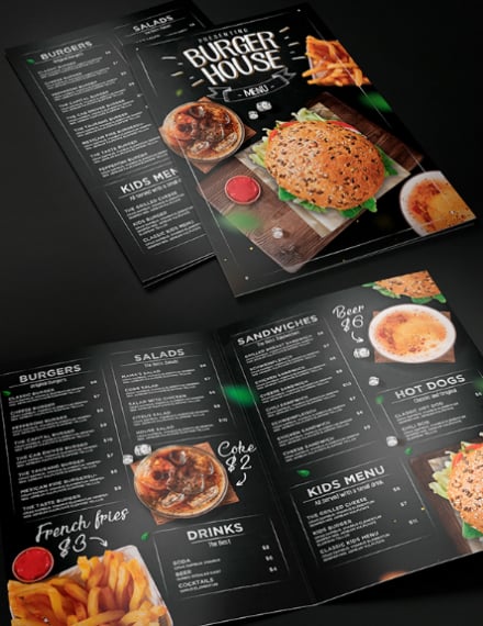 handwritten burger house menu format