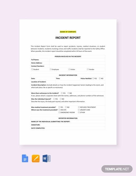 incident report template