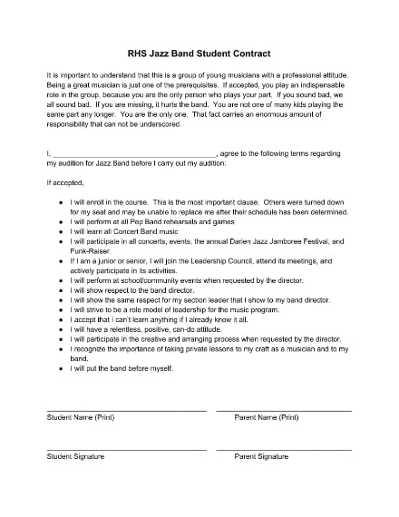 jazz band contract example