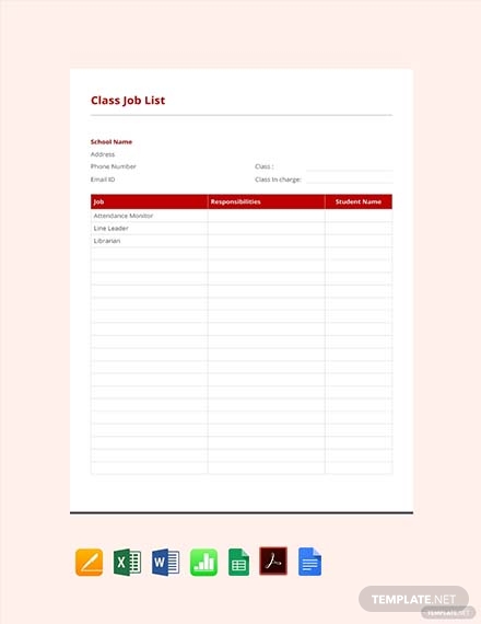 job list template