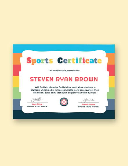 kids sport award certificate