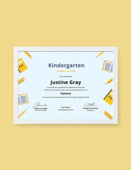 kindergarten diploma certificate