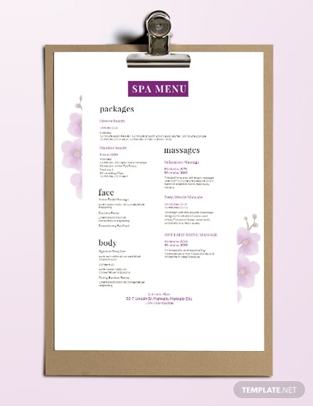 lavender-spa-bar-menu-template