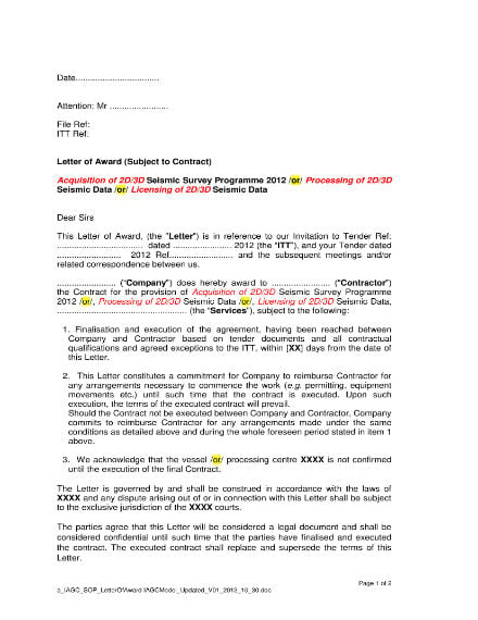 letter-of-contract-award-sample