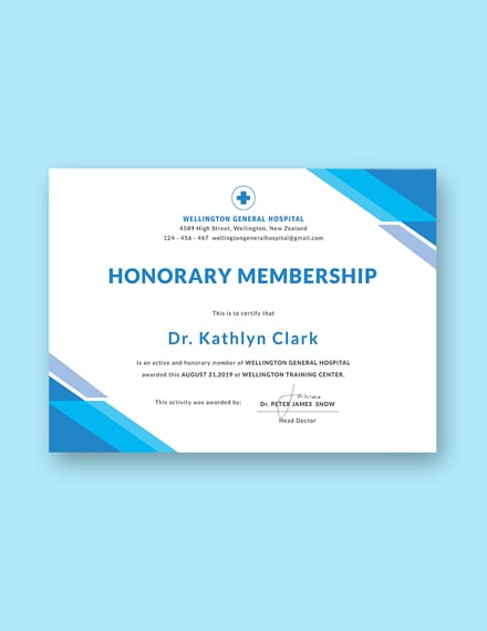 medical membership certificate