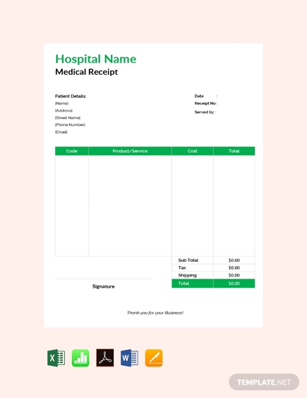medical receipt template1