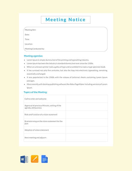 meeting notice template