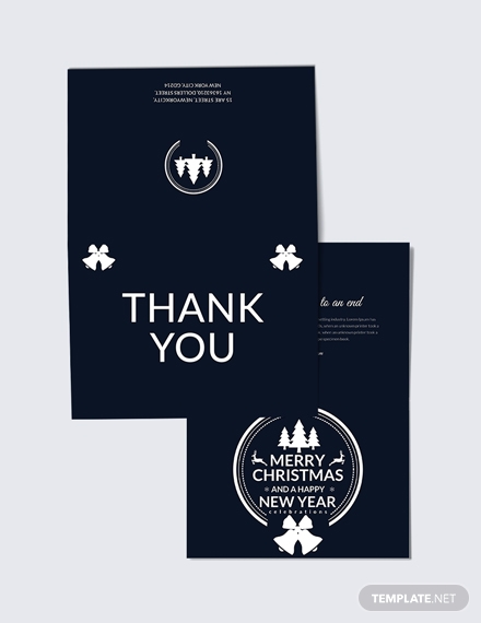 modern christmas and new year thank you card template