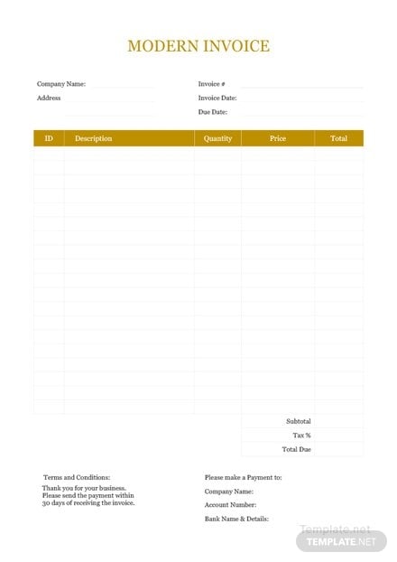google sheet professional invoice template