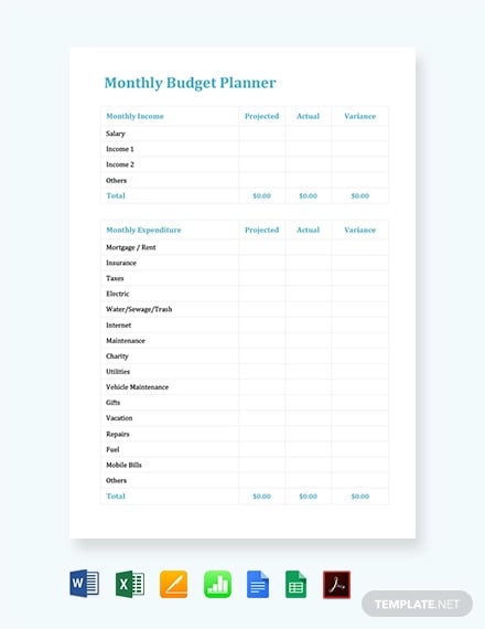 monthly budget planner template