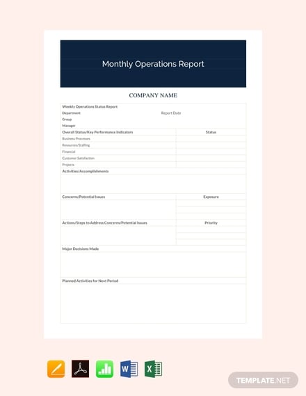 monthly-operations-report-template