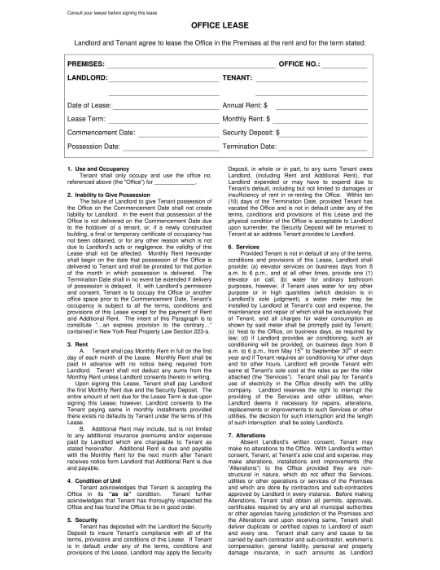 office lease agreement blank form