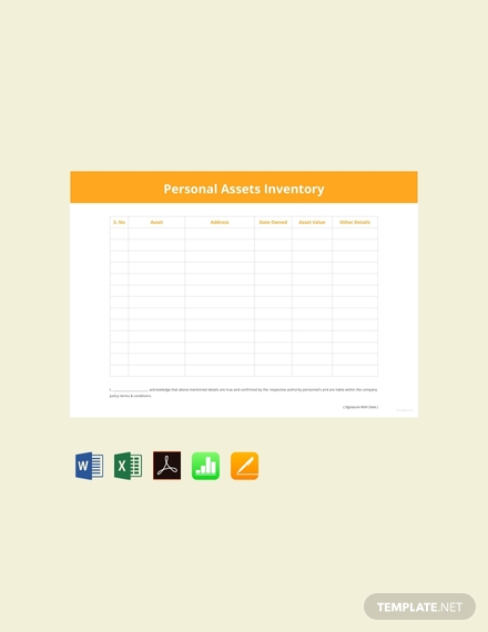 personal asset inventory template