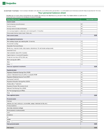 personal balance sheet example