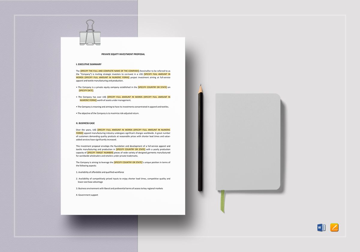 7+ Private Equity Investment Proposal Templates - Word, PDF, Google Docs,  Apple Pages | Free & Premium Templates