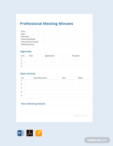 professional meeting minutes template