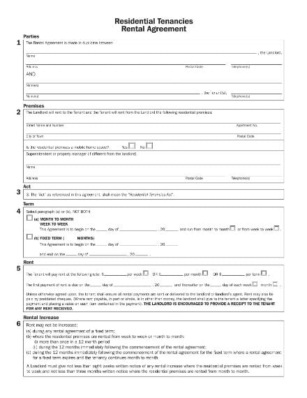 rental agreement for residential tenancy sample