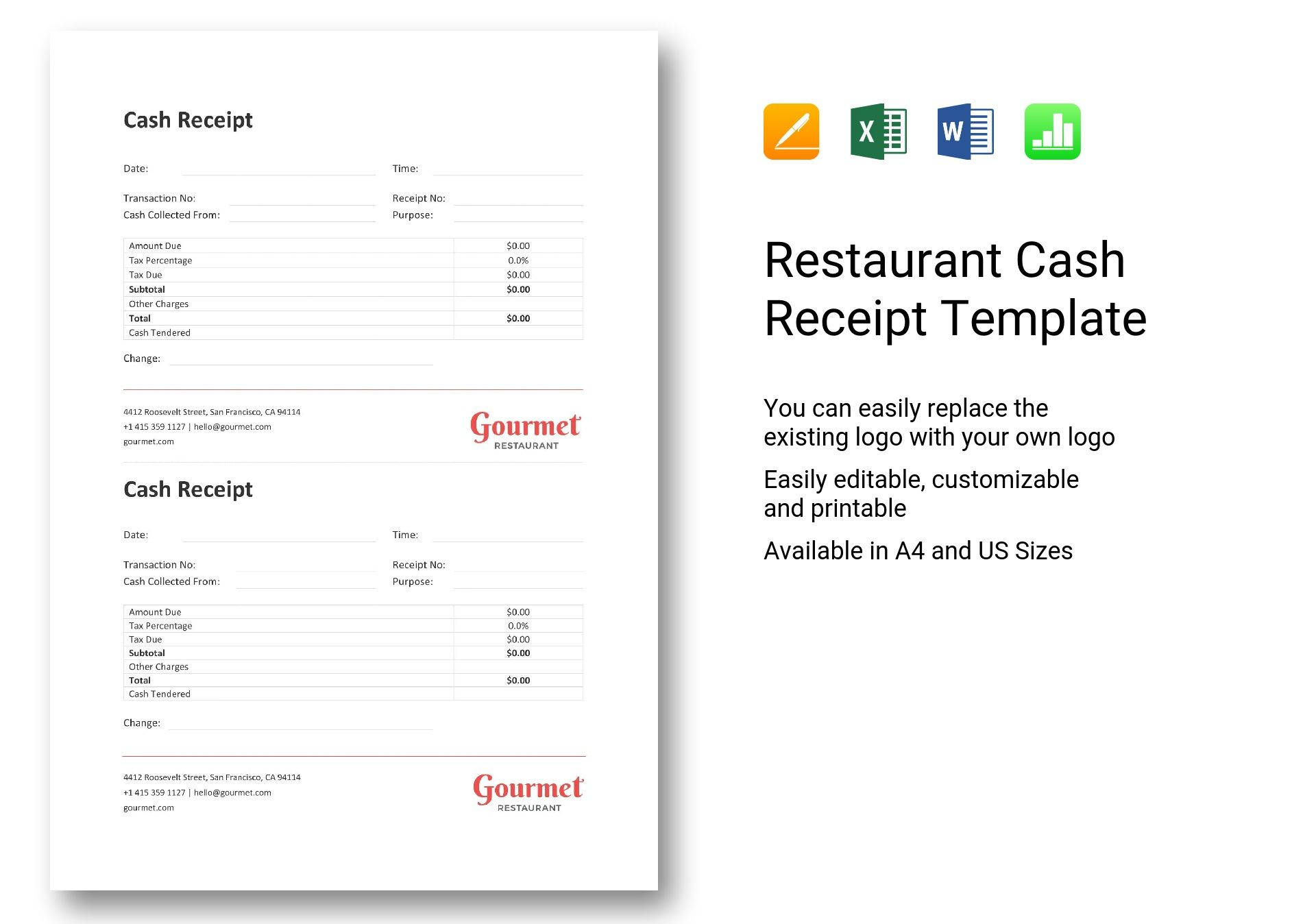 restaurant cash receipt template