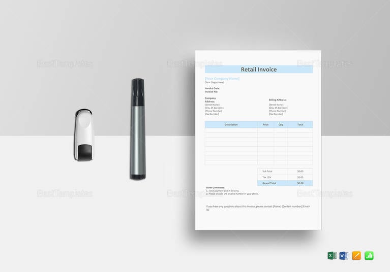 retail business invoice template