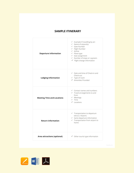 sample itinerary template