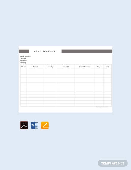 sample panel schedule template