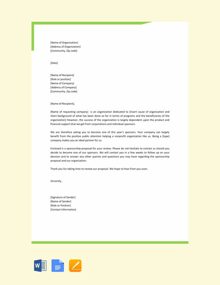 32+ Examples of Sponsorship Letters - Word, PDF, Google Docs | Free ...