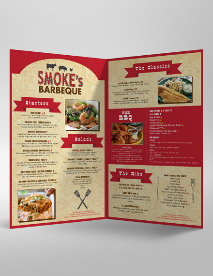 smokes bbq food menu design
