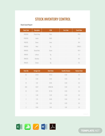 stock inventory control template