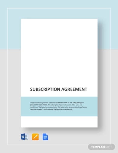 subscription agreement template