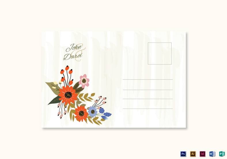 summer floral wedding post card template 788x