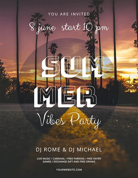 summer vibes party flyer template