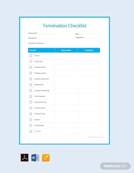 termination checklist template