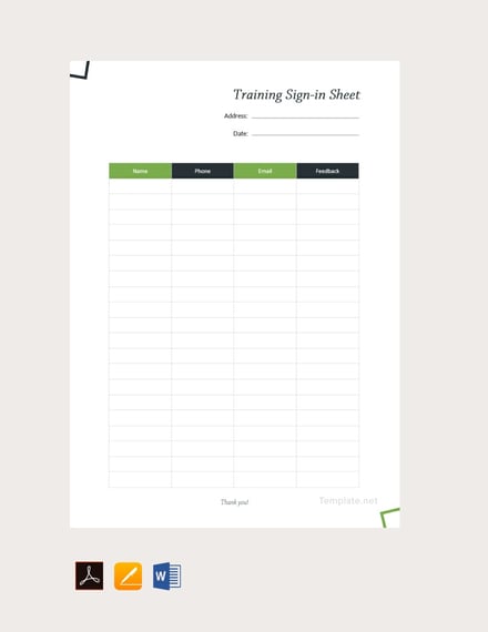 training sign in sheet