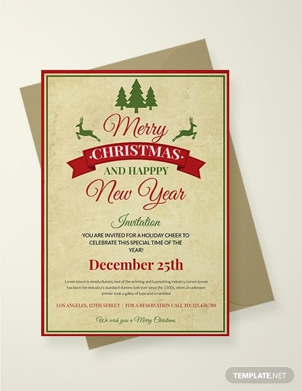 vintage christmas invitation template