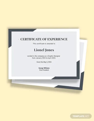 work experience certificate