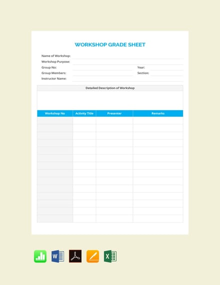 workshop grade sheet