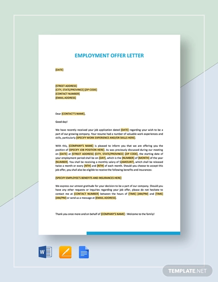 Simple Offer Letter Template- 11+ Free Word, PDF Format Download!