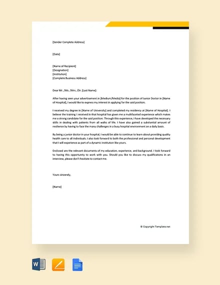 example of application letter for doctor
