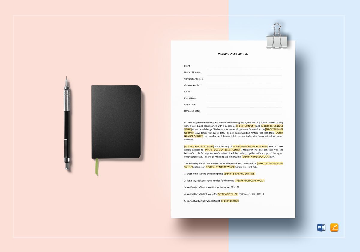 6+ Wedding Planner Contract Templates