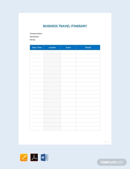 business travel itinerary