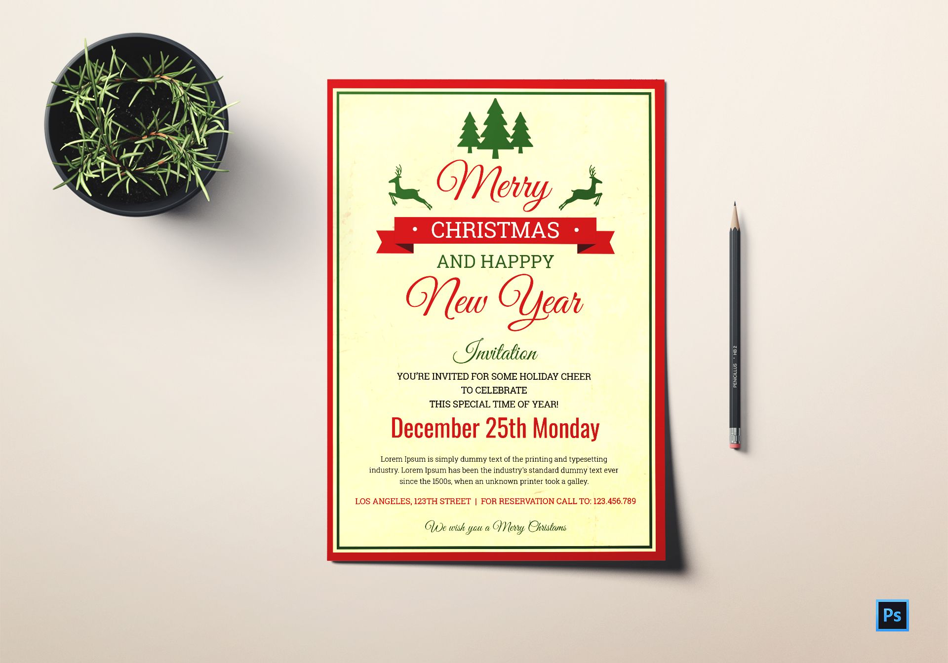 christmas new year invitation template