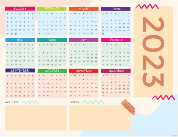 colorful 2023 calendar