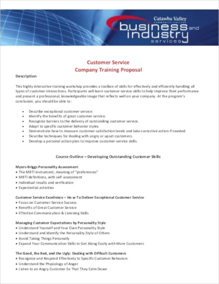 customer service company training proposal template