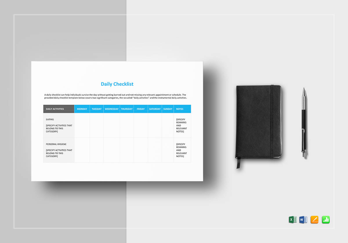 daily checklist template