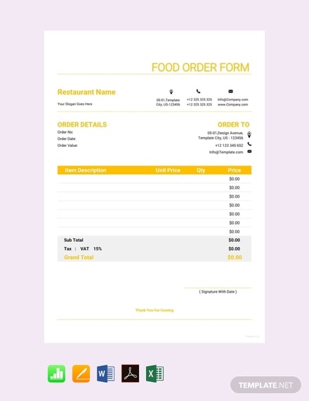 food-order-form-template