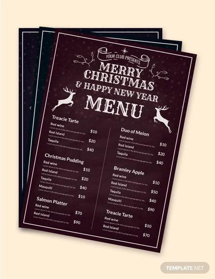 free chalkboard christmas menu template