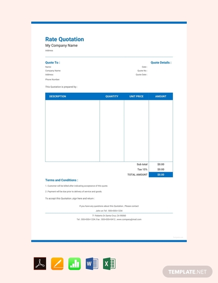 free rate quotation sample template 440x570 1